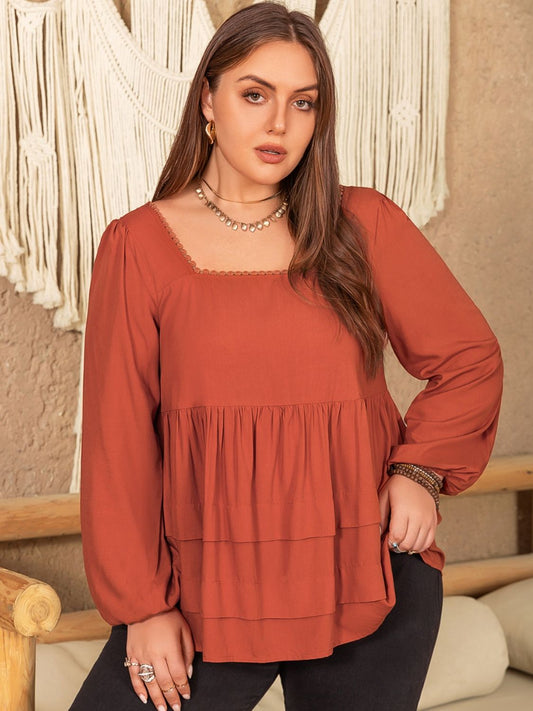 FemmeLuxe Lace Detail Square Neck Blouse