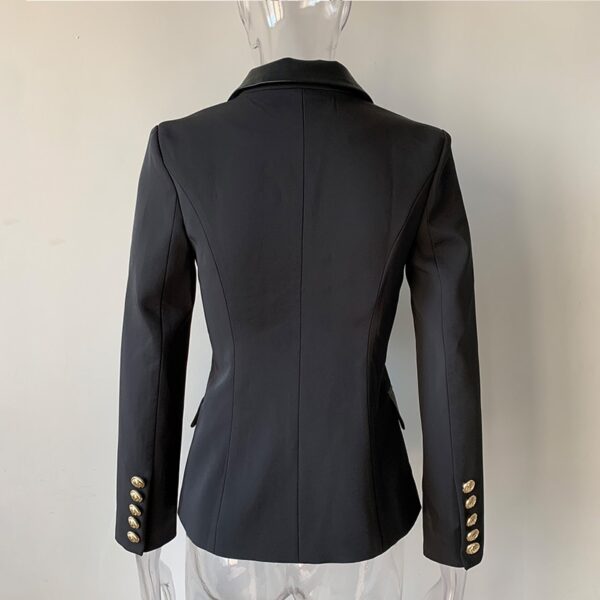 Black Jacket with PU Leather Collar - Image 4