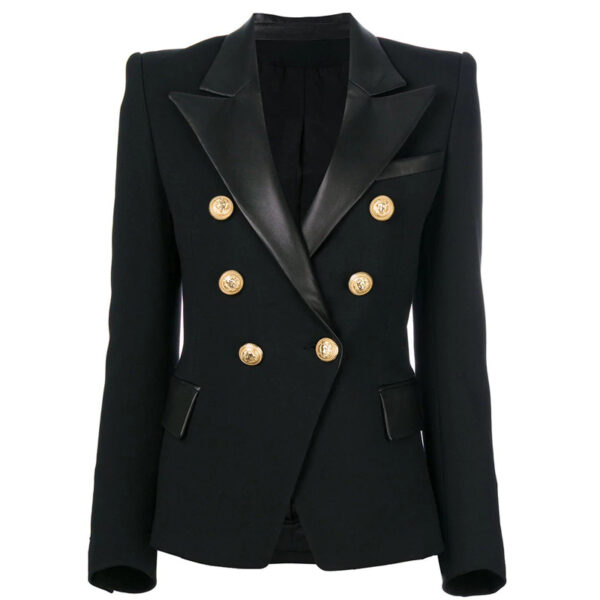 Black Jacket with PU Leather Collar