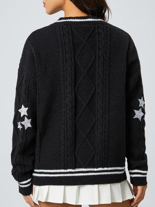 Star Embroidered V-Neck Long Sleeve Cardigan - Image 5