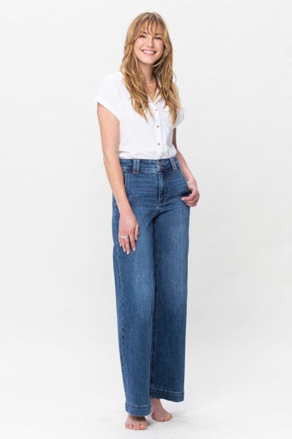 Judy Blue Full Size Double Button Wide Leg Jeans - Image 1043