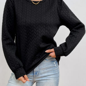 Texture Round Neck Long Sleeve Sweatshirt