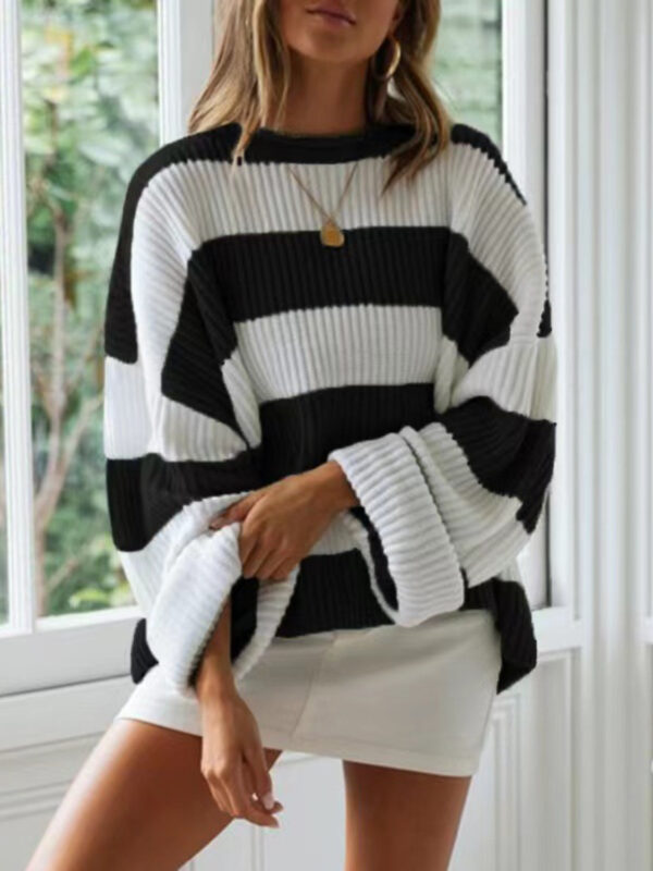 Round Neck Long Sleeve Sweater - Image 63