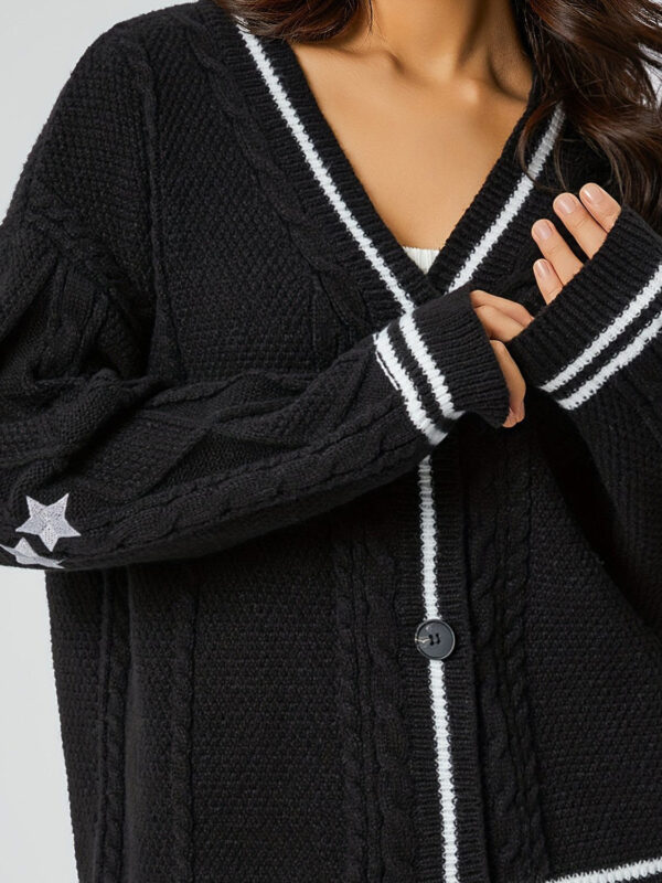 Star Embroidered V-Neck Long Sleeve Cardigan - Image 6