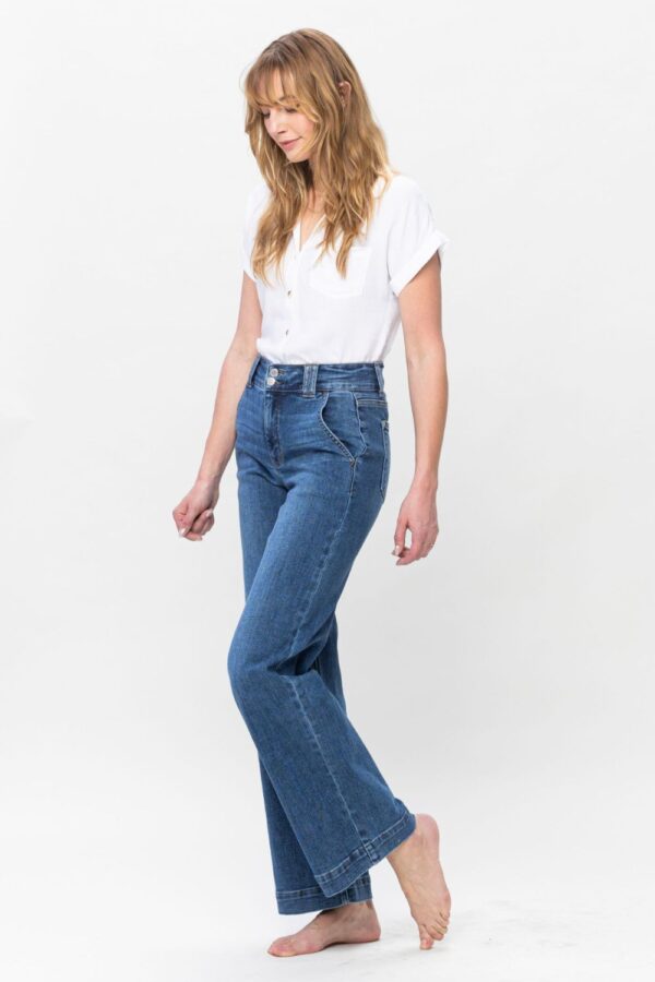 Judy Blue Full Size Double Button Wide Leg Jeans - Image 1042