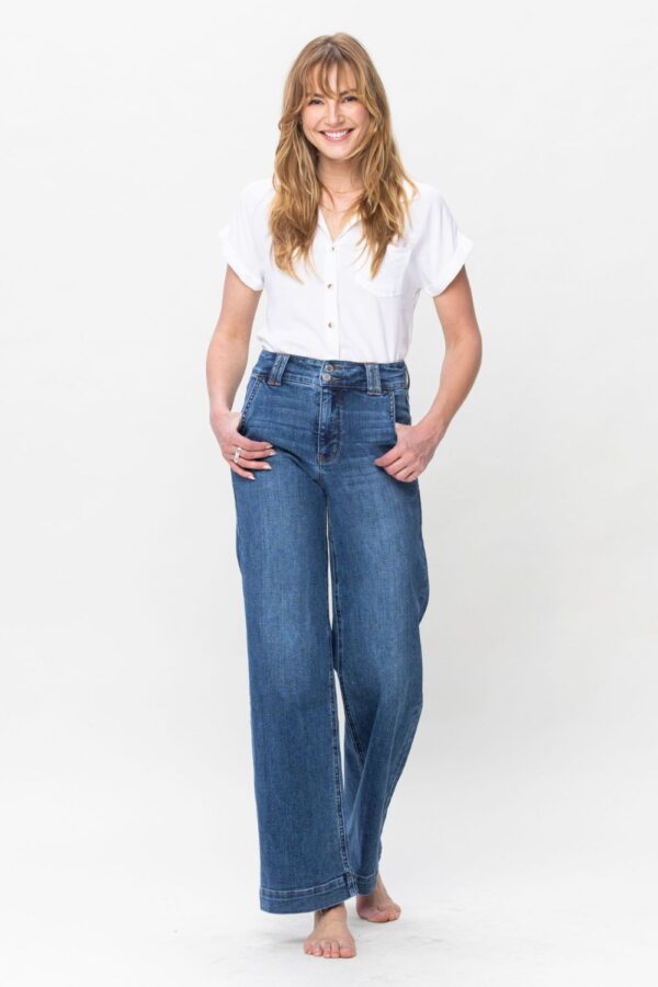 Judy Blue Full Size Double Button Wide Leg Jeans - Image 1040