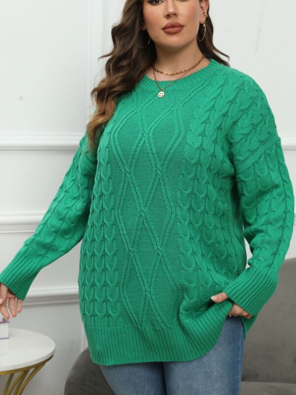 Plus Size Round Neck Long Sleeve Sweater - Image 53