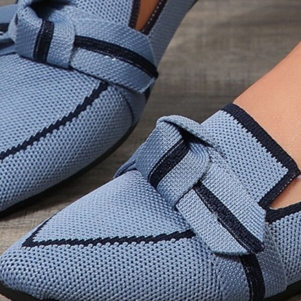 Bow Contrast Trim Point Toe Loafers - Image 336