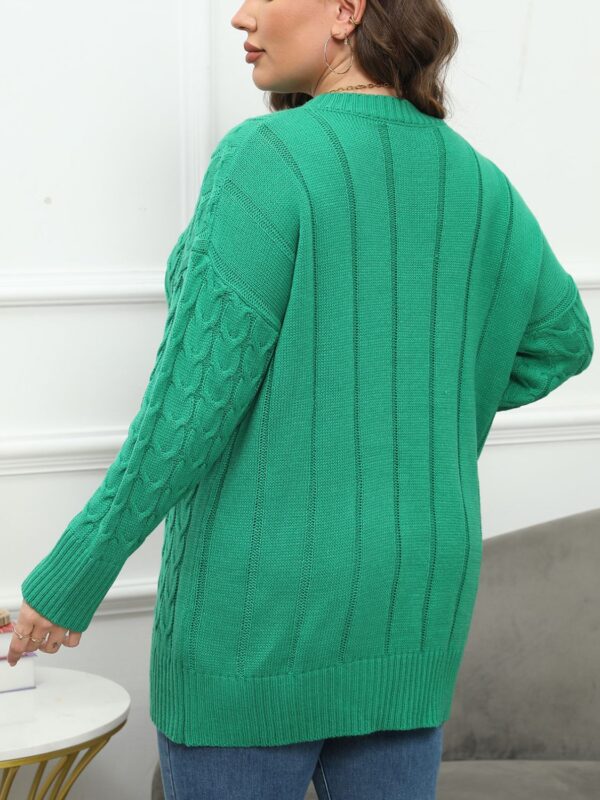 Plus Size Round Neck Long Sleeve Sweater - Image 45