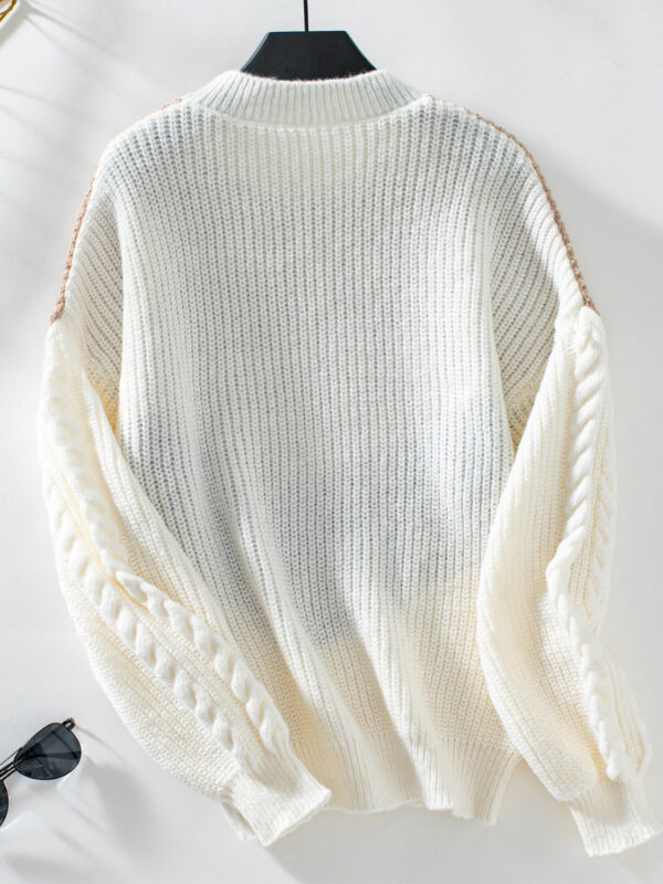 Contrast Round Neck Long Sleeve Sweater - Image 34