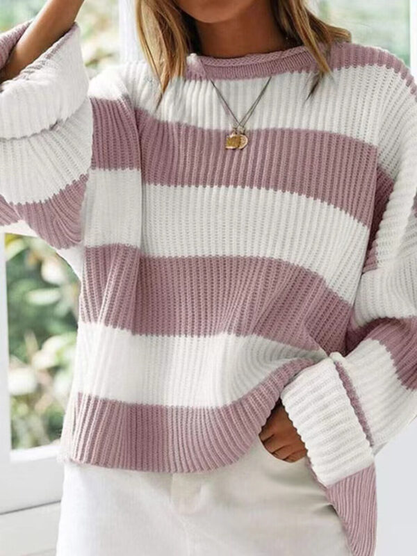 Round Neck Long Sleeve Sweater - Image 40