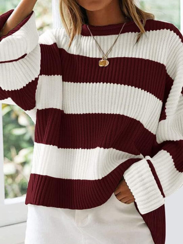 Round Neck Long Sleeve Sweater - Image 43